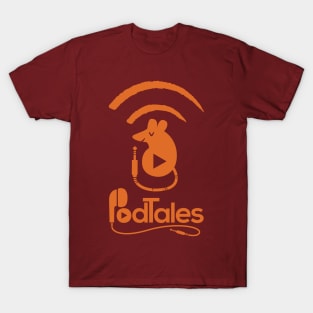 PodTales Mouse with Sound Waves (Mono) T-Shirt